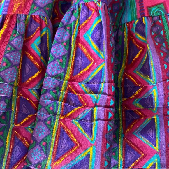 Vtg 80s 90s Two Potato Laguna Beach Artsy Midi Tiered Muumuu Dress XS Cotton NOS - Picture 10 of 16